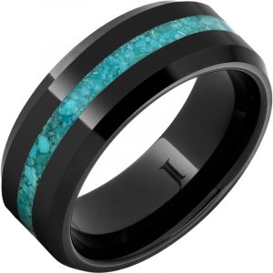 Black Diamond Ceramic™ Ring with Turquoise Inlay