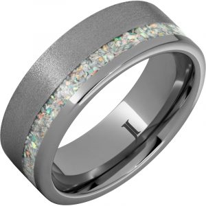 Rugged Tungsten™ Ring with Opal Inlay and Stone Finish