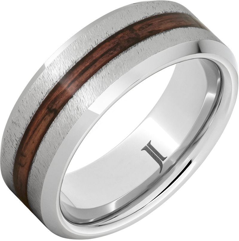 Barrel Aged™ SeriniumÂ® Ring with Cabernet Wood Inlay and Grain Finish