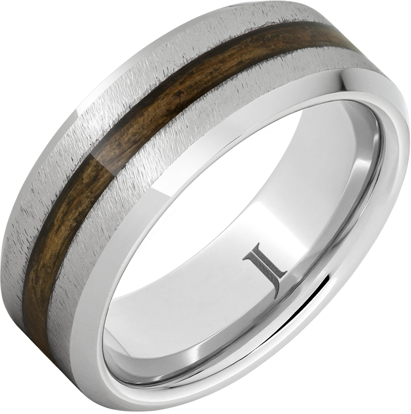 Barrel Aged™ SeriniumÂ® Ring with Bourbon Wood Inlay and Grain Finish