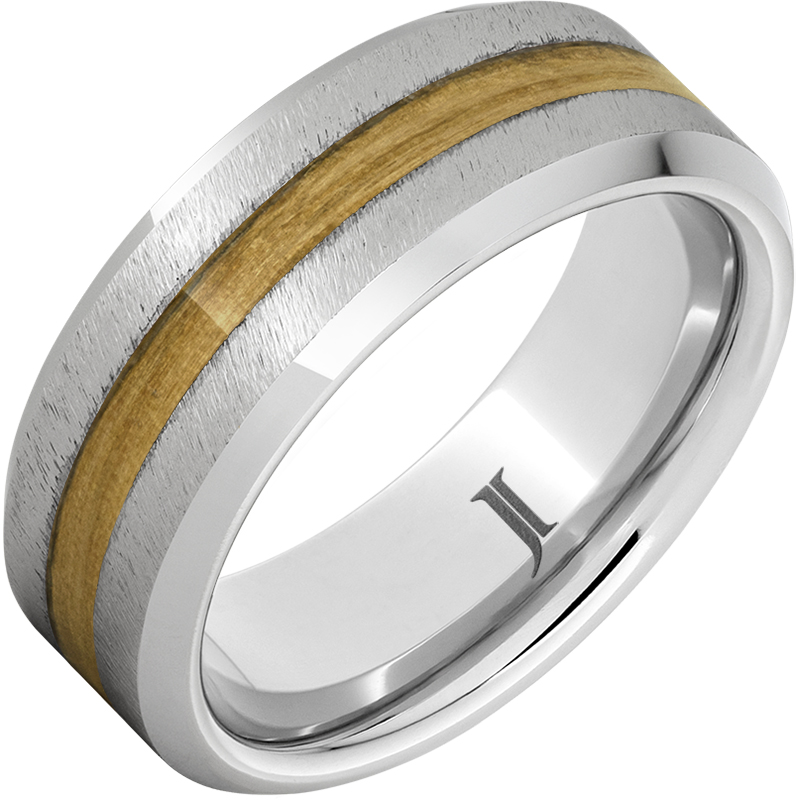 Barrel Aged™ SeriniumÂ® Ring with Chardonnay Wood Inlay and Grain Finish