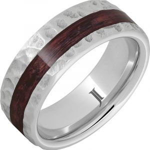 Barrel Aged™ Serinium® Ring with Cabernet Wood Inlay and Moon Crater Carving