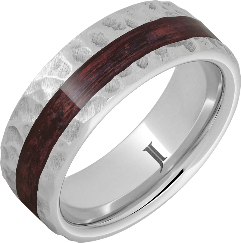 Barrel Aged™ SeriniumÂ® Ring with Cabernet Wood Inlay and Moon Crater Carving