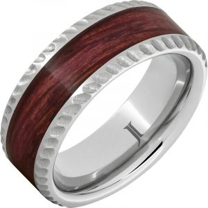 Barrel Aged™ Serinium Ring with Cabernet Inlay and Notched Edge