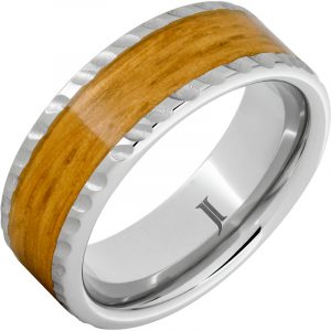 Barrel Aged™ Serinium® Ring with Cognac Barrel Wood Inlay