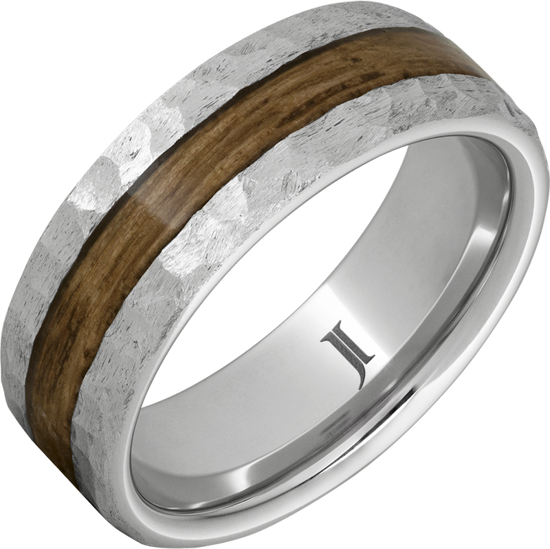 Barrel Aged™ SeriniumÂ® Ring with Bourbon Inlay and Moon Crater Finish