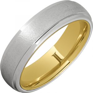 Serinium® Ring with 10K Yellow Gold Interior and Stone Finish