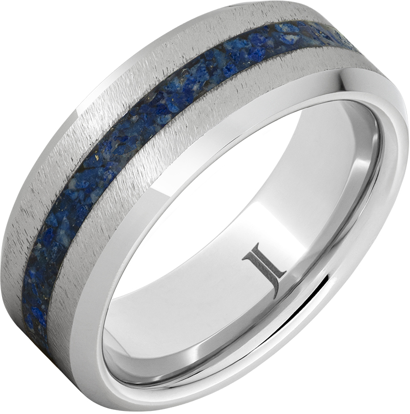 Serinium® Ring with Lapis Lazuli Inlay and Grain Finish
