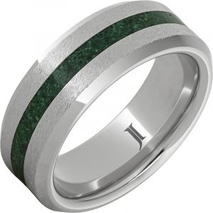 Serinium® Ring with Malachite Inlay and Grain Finish