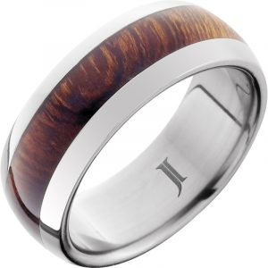 Titanium Ring with Desert Iron Wood Inlay