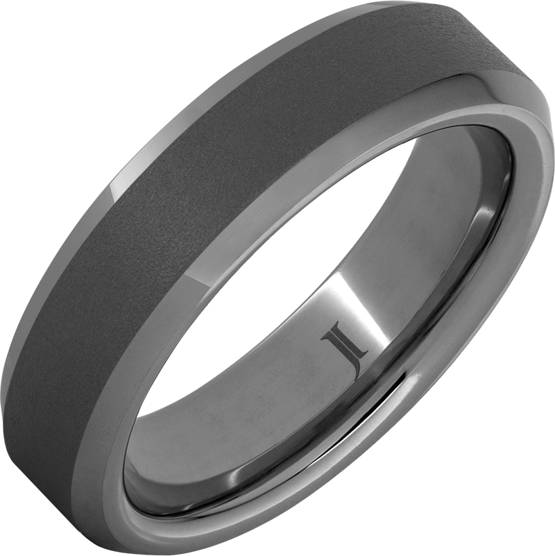 Rugged Tungsten™ Beveled Men's Ring with Sandblast Finish