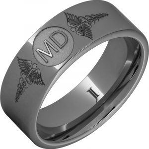 Rugged Tungsten™ Ring With Caduceus - Medical Doctor