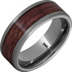 Barrel Aged™ Rugged Tungsten™ Ring with Cabernet Inlay and Stone Finish