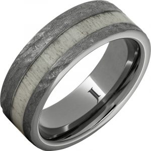 Rugged Tungsten™ Ring with Antler Inlay and Treebark Finish