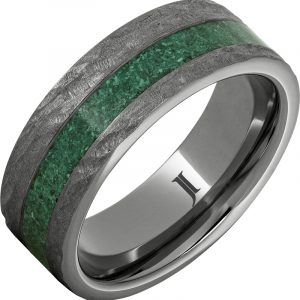 Western Heritage™ Rugged Tungsten™ Ring with Malachite Inlay and Bark Finish