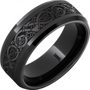 The Viking - Black Diamond Ceramic™ Engraved Ring