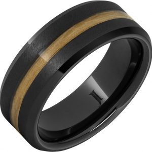 Barrel Aged™ Black Diamond Ceramic™ Ring with Chardonnay Wood Inlay and Grain Finish