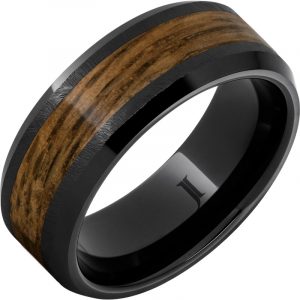 Barrel Aged™ Black Diamond Ceramic™ Ring with Bourbon Barrel Inlay