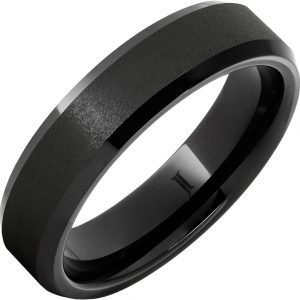 Black Diamond Ceramic™ Ring with Stone Finish Center and Beveled Edges