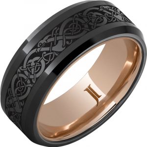 The Viking - Hidden Gold ™ Black Diamond Ceramic™ Engraved Ring