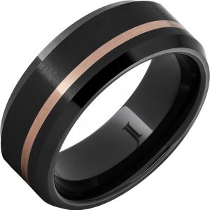 Black Diamond Ceramic™ Satin Ring with 14K Rose Gold