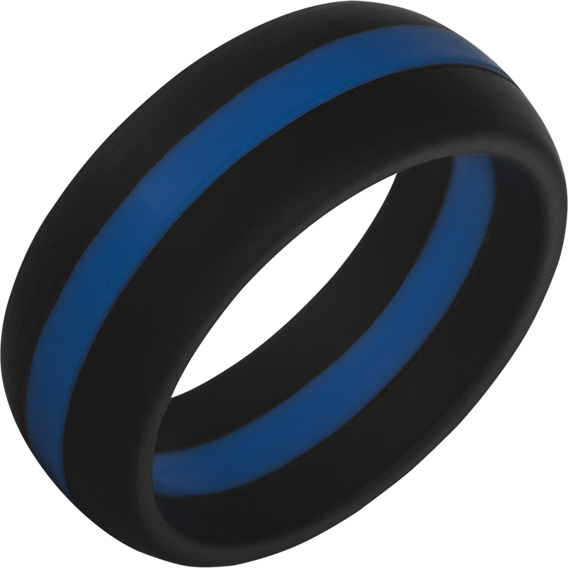 TrūBand™ Silicone Black Ring with Blue Center