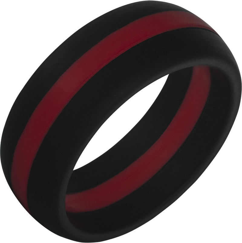 TrūBand™ Silicone Black Ring with Red Center