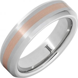 Serinium® Beveled Satin Ring with Rose Gold Inlay