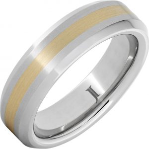 Serinium® Beveled Satin Ring with Yellow Gold Inlay