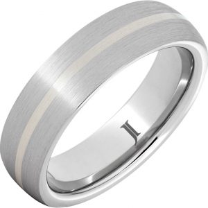 Serinium® Beveled Satin Ring with Sterling Silver Inlay
