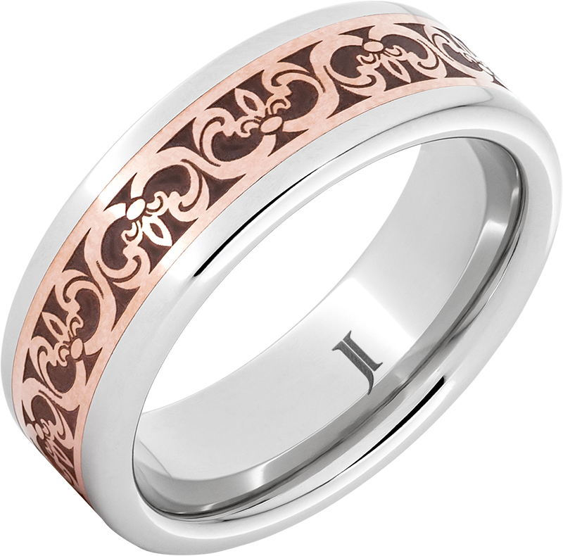 Serinium® Ring with 14K Rose Gold Fleur-de-Lis Inlay