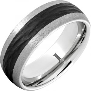 Serinium® Ceramic Bark Carved Inlay Ring