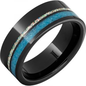 Black Diamond Ceramic™ Ring with Crushed Opal and Turquoise Inlays