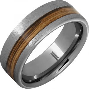 Barrel Aged™ Rugged Tungsten™ Ring with Rye Whiskey Inlay and Stone Finish