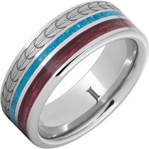 Barrel Aged™ Serinium® Ring with Cabernet and Turquoise Inlays