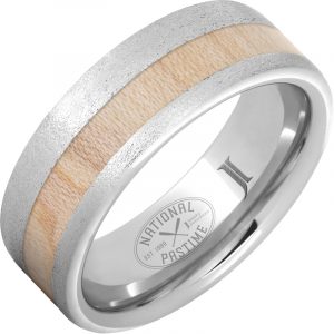 National Pastime Collection™ Serinium® Ring with Maple Vintage Baseball Bat Wood Inlay and Stone Finish