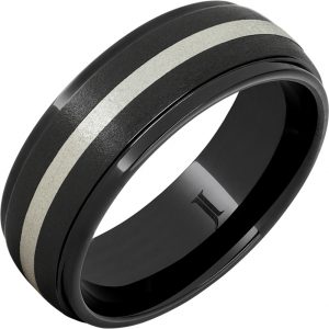 Black Diamond Ceramic™ Ring With Sterling Silver Inlay and Stone Finish