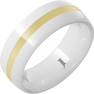 White Ceramic Ring with 18k Gold Inlay