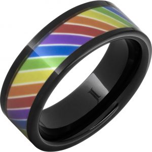 Black Diamond Ceramic™ Ring with Rainbow Inlay