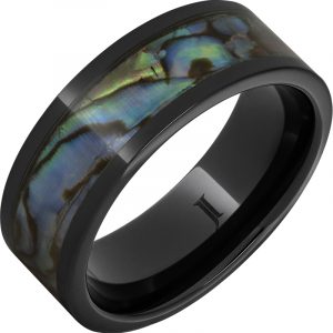 Black Diamond Ceramic™ Ring with Abalone Inlay