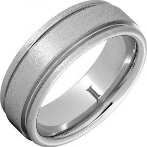 Stone Finish Serinium® Ring With Rounded Grooved Edges