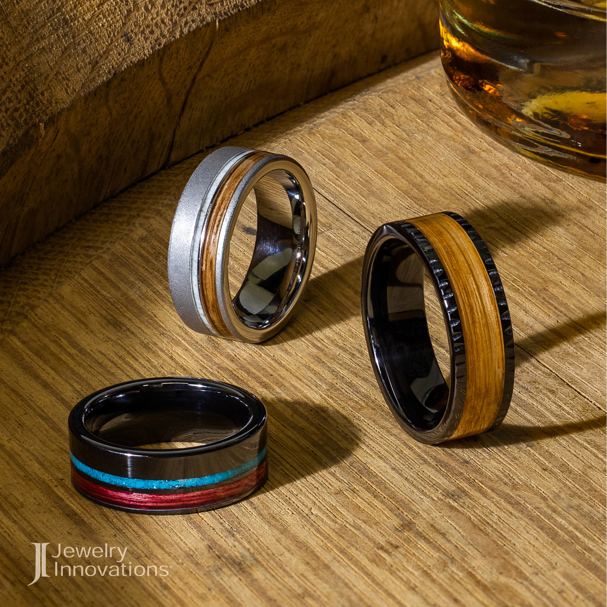 BARREL AGED Turquoise Cabernet Antler Bourbon Barrel ring