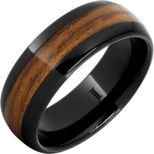 Black Diamond Ceramic™ Ring with Marine Teak Inlay