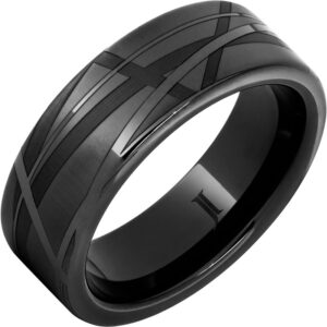 Abstract Black Diamond Ceramic™ Engraved Ring