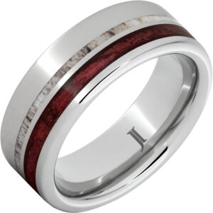 Barrel Aged™ Serinium® Ring with Cabernet Wood and Deer Antler Inlays