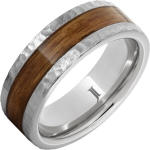 Barrel Aged™ Serinium® Ring with Bourbon Inlay and Moon Crater Finish